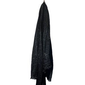 Nicole Marciano Black Fringe Rectangle Sequin Embellished Scarf Wrap